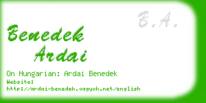 benedek ardai business card